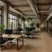 Creatieve coworkingruimte in Amsterdam met industriële details, veel licht en moderne inrichting.