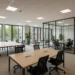 Flexibele kantoorruimte in Nederland met gedeelde vergaderruimtes, moderne werkplekken en duurzaam design.